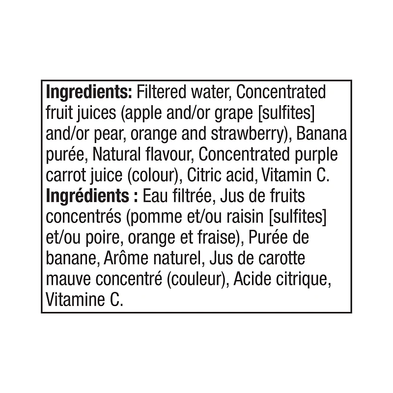 Boîtes de jus de fruits fraise banane JUS FRAISE/BANANE OASIS HYDRAFRUIT 8X200ML