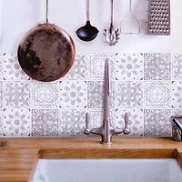 Truu Design Self-Adhesive Peel and Stick Unique Accent Wall Tiles, 10 x 10 inches, Taupe, 6 Pieces