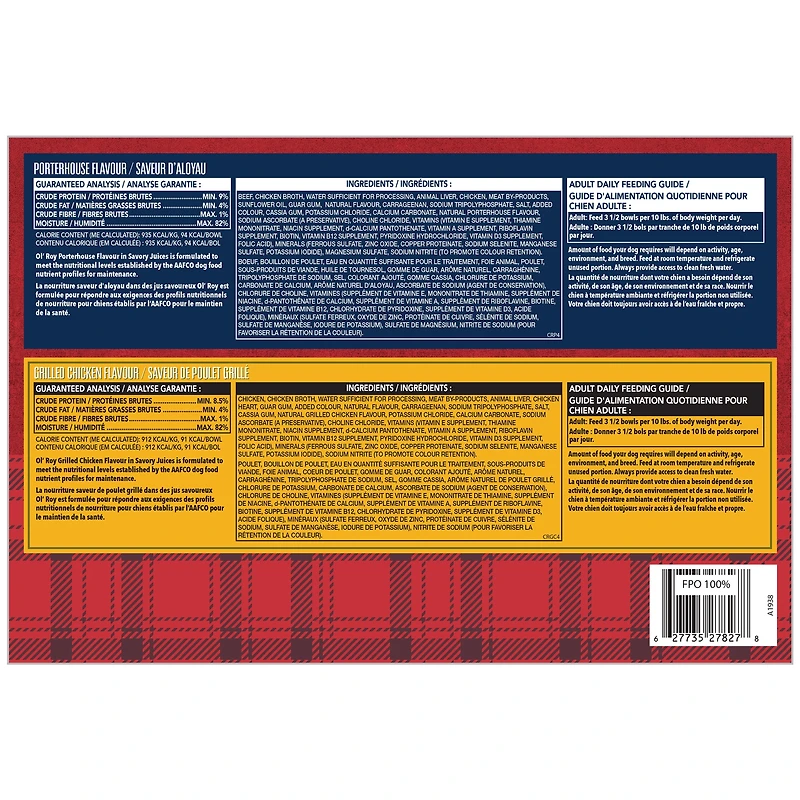 Ol' Roy Grilled Chicken Flavour and Porterhouse Flavour Dog Food Variety Pack for Small Adult Dogs 18KG