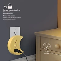 Globe Electric 3-Outlet Yellow Half Moon Indoor Wall Charger Charging Adapter, Not Smart Compatible