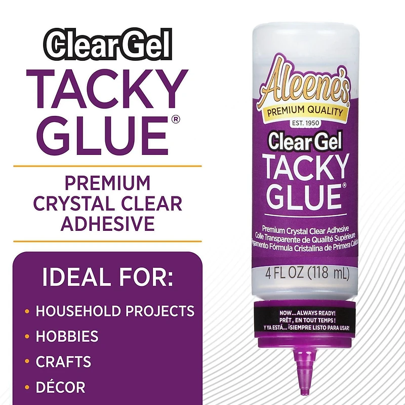 Colle Premium Tout Usage Aleene’s ClearGel, 4 fl. oz (118 mL), Colle pour Loisirs Créatifs, Flacon Toujours Prêt, Non Toxique, Applique et Sèche Transparent