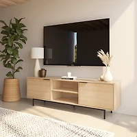 Meuble TV Nexera Hamilton 70 pouces avec 2 armoires de rangement, chêne blond naturel