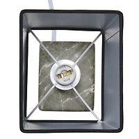 Simple Designs Petite lampe de table en céramique marbrée avec abat-jour en tissu