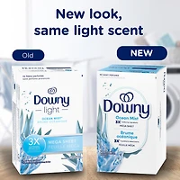 Downy Light Mega Dryer Sheets, Laundry Fabric Softener, Ocean Mist 120CT