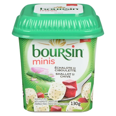 Boursin Minis Échalote et Ciboulette Bouchées de fromage frais 130g