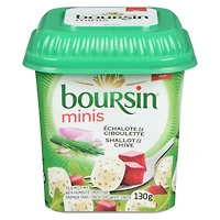 Boursin Minis Shallot & Chive, Fresh soft white cheese bites 130g