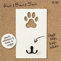 Plaid Unfinished Wood Surfaces Pet Leash Holder, 6" x 8" x .5", Plaid Pet Leash Holder