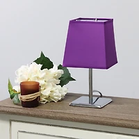 Simple Designs Mini Chrome Table Lamp with Squared Empire Fabric Shade