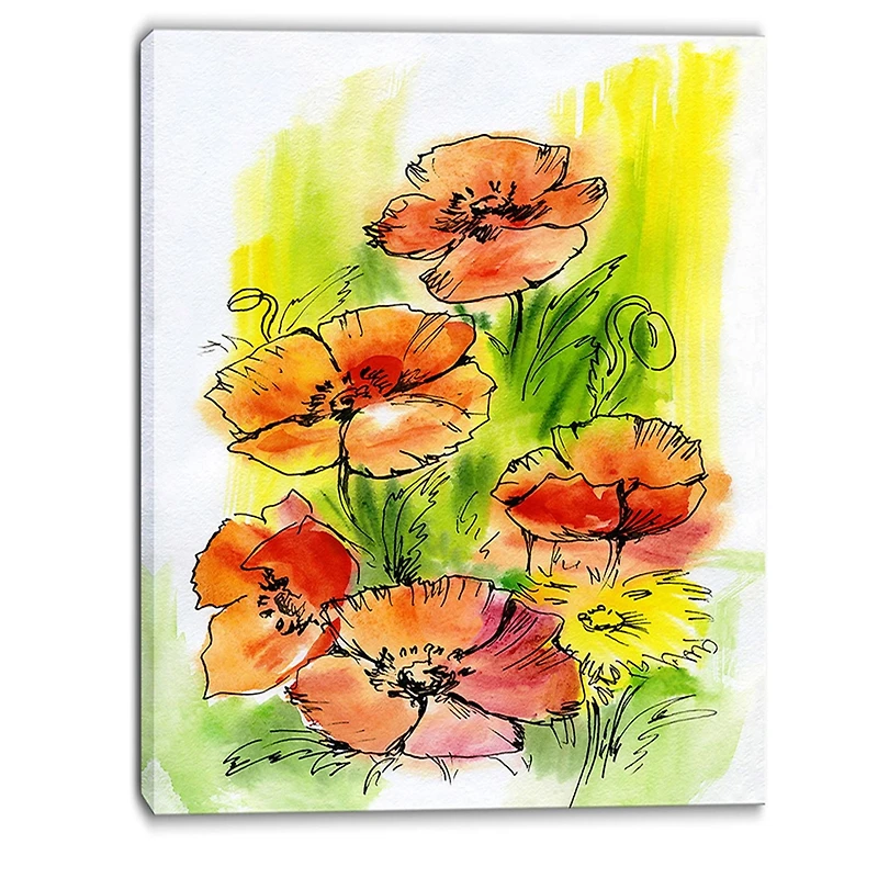 Design Art Bouquet Poppies Canvas Print
