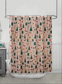 Holiday Hotdog Holiday Time Fabric Shower Curtain