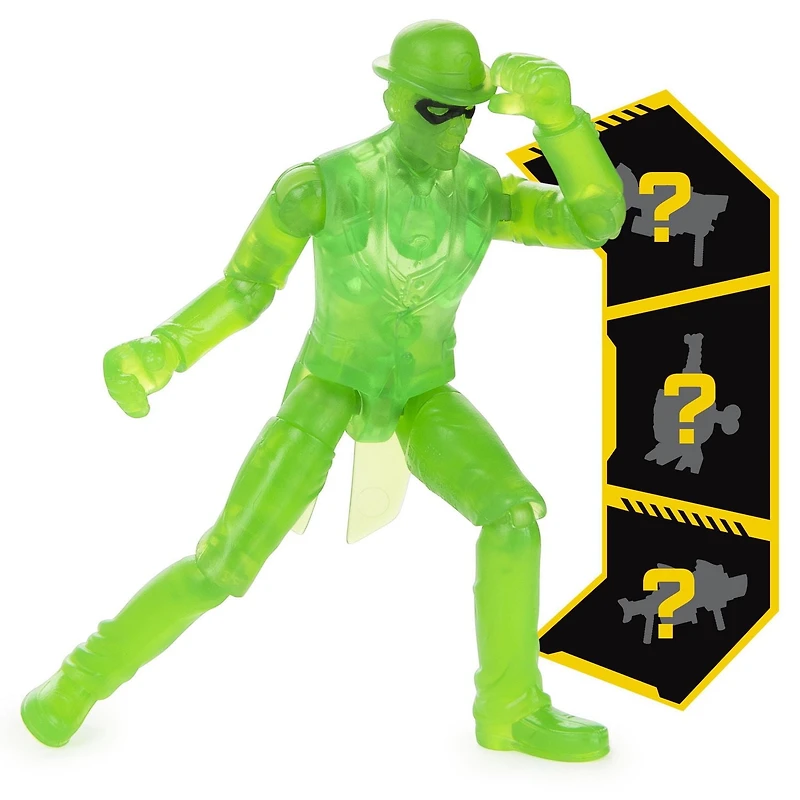 Batman, Figurine articulée de 10 cm The Riddler avec 3 accessoires mystère, pour les enfants à partir de 3 ans