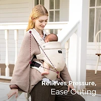 Porte-bébé Momcozy en coton naturel, conçu pour durer, design ergonomique, 7-44lbs pour nourrissons et enfants en bas âge, léger et confortable, mains libres pour les mamans et les papas, ambre clair