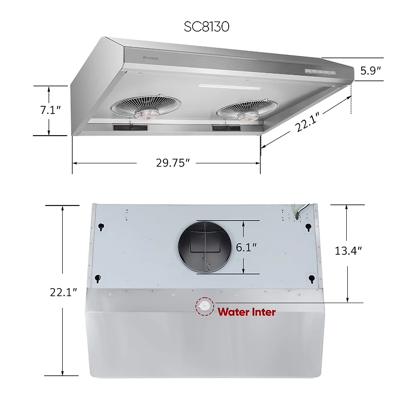Pacific TruSteam SC81 30" Stainless Steel Range Hoods