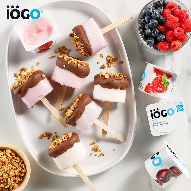 iÖGO Strawberry/Raspberry/Blueberry/Cherry Fat Free Yogurt Cups 0%, 16x100g