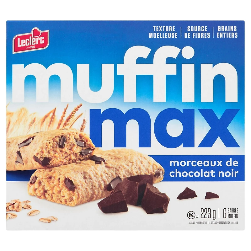 Muffin Max Dark Chocolate Chunk Muffin Bars, 223 g / 6 muffin bars