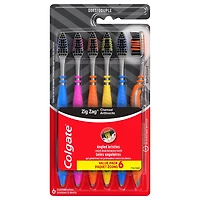 Colgate Zig Zag Charcoal Toothbrush, Adult Soft Toothbrushes, 6 Pack