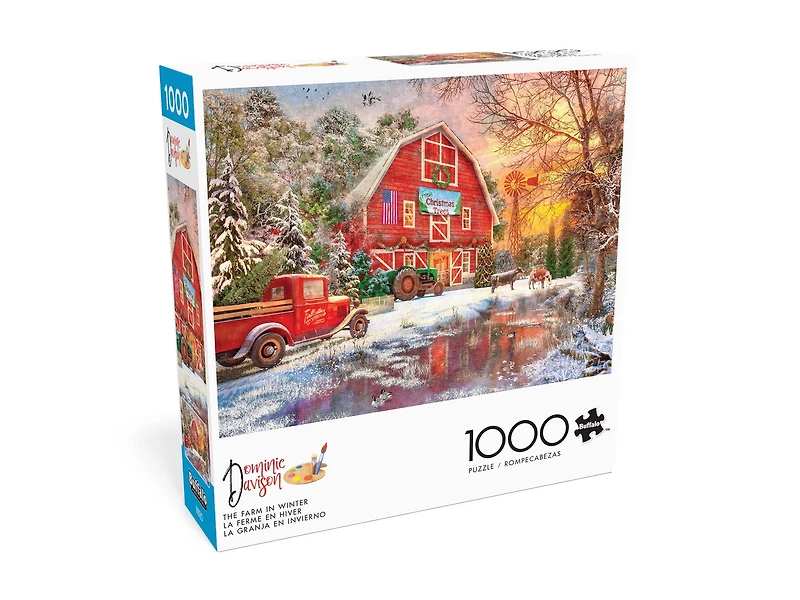 Buffalo Games The Farm in Winter Puzzle imbriqué de 1000 pièces pour adultes de 14 à 99 ans