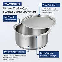 Tramontina Utsava Tri-Ply Clad Stainless Steel Covered Tope Patila