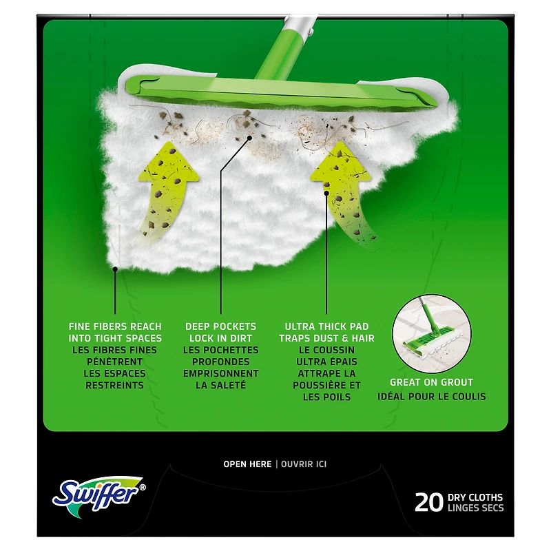 Swiffer Sweeper Heavy Duty Dry Multi-Surface Cloth Refills for Floor Sweeping and Cleaning, Unstopables Fresh Scent, 20CT
