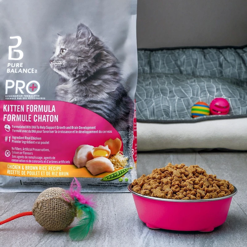 Pure Balance Pro+ Chaton Recette Poulet et Riz Brun Nourriture sèche pour chat 100 g, 1,5 kg