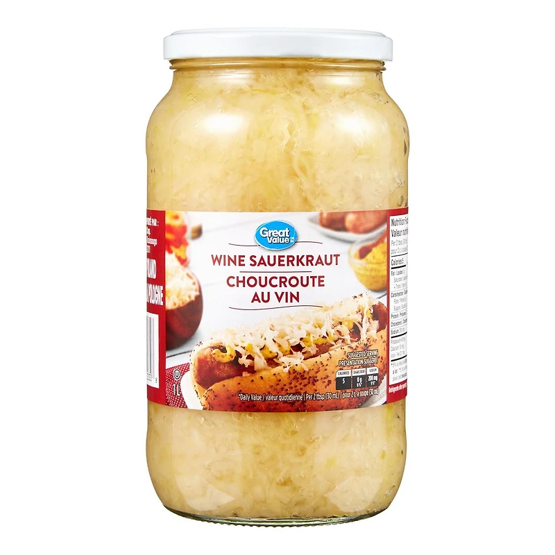 Great Value Wine Sauerkraut, 1 L