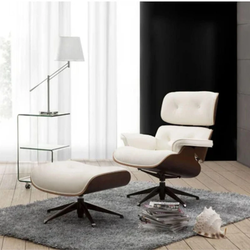 Fauteuil East Lounge II et pouf de couleur blanche