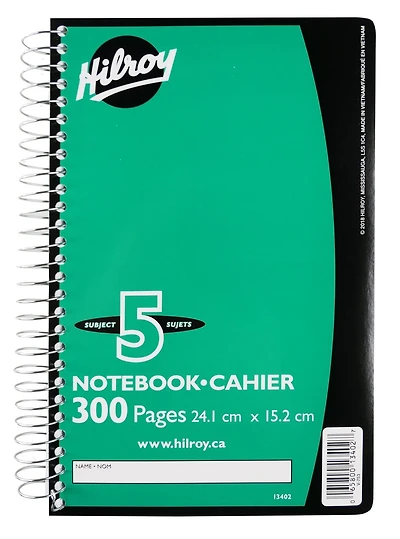 Cahier Hilroy 5 sujets 300 pages Cahier 5 sujets ligné