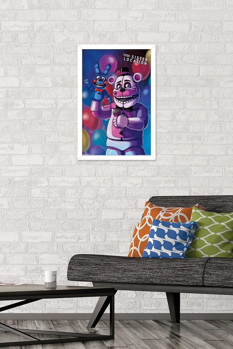 Five Nights at Freddy's: Sister Location - Funtime Freddy Wall Poster, 22.375" x 34" Framed