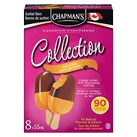 Chapman's Low Calorie Canadian Collection Tiger Paw Sorbet Bars in a Carton, 8 x 55mL