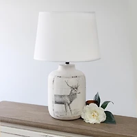 Simple Designs Rustic Deer Buck Nature Imprimé Ferme en céramique Accent Lampe de table avec abat-jour en tissu