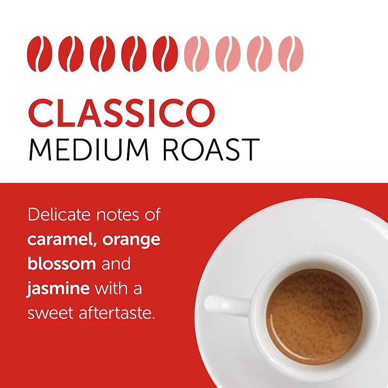 illy Coffee Beans Classico Medium Roast, 8.8 oz, • Unique pressurized coffee packaging preserves flavor • Sourced from the finest 100% Arabica coffee • Beautifully balanced and consistent taste