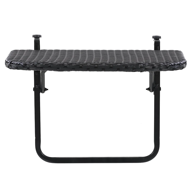 Table de balcon pliante d'extérieur CorLiving Parksville en résine tressée et acier, noire
