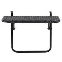 Table de balcon pliante d'extérieur CorLiving Parksville en résine tressée et acier, noire