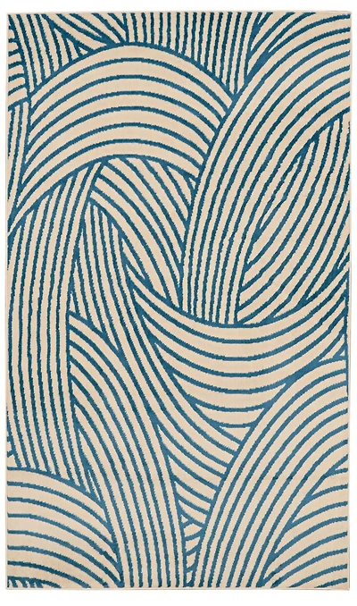 Capri Binya Bone & Blue 4' 3" x 7' 3" Area Rug