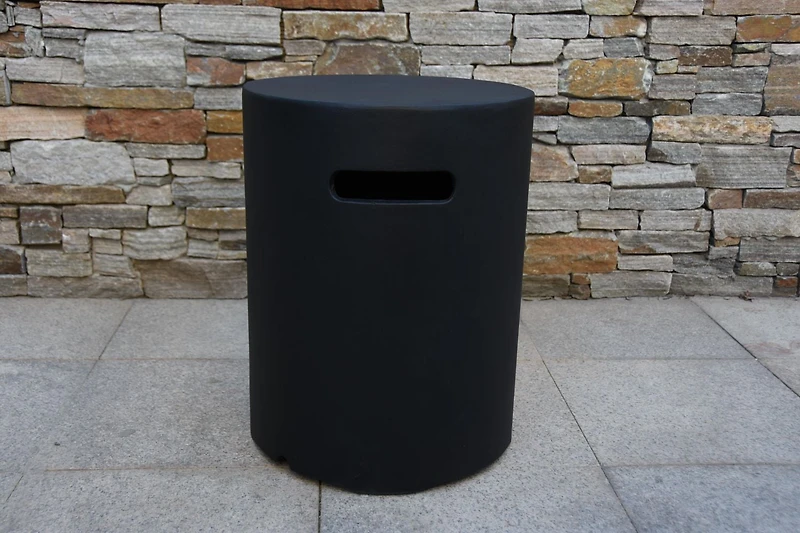 Modeno Glass-Fiber Reinforced Concrete Propane Tank Cover – Multi-Functional Outdoor Side Table, Plant Stand, or Stool- Black