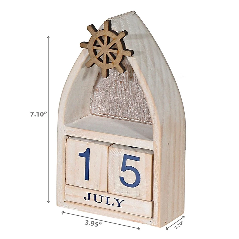 IH Casa Decor Boat Avec Roue De Navire Et Calendrier