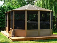 Gazebo Penguin Florence Solarium Metal Roof 12 ft. x 15 ft. in Sand
