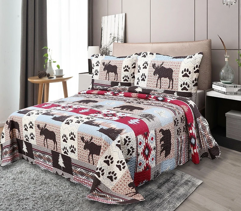 Marina Decoration Rich Printed Embossed Pinsonic Coverlet Bedspread Ultra Soft Bedding Summer Quilt Set with Shams