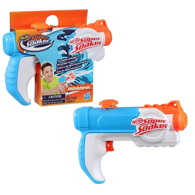 Nerf Super Soaker, blaster à eau Piranha, réservoir de 177 ml