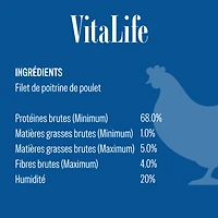 Gâteries au poulet VitaLife, friandises pour chiens entièrement naturelles et à base de viande séchée 400 g