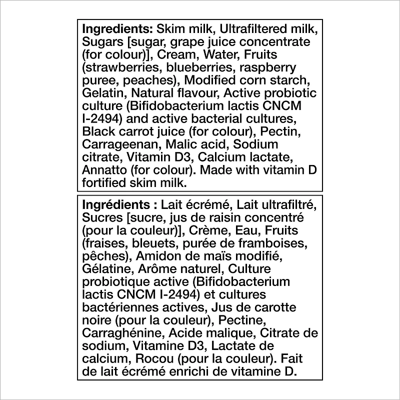 Activia Probiotic Yogurt, Strawberry/Blueberry/Raspberry/Peach, 12 x 100 g