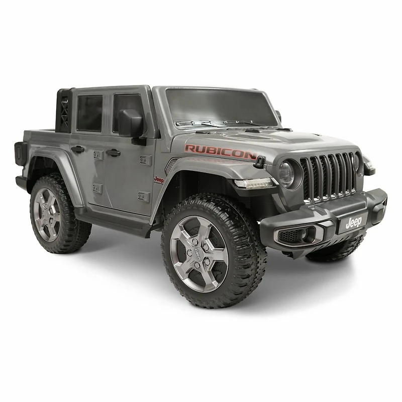 12V Jeep Gladiator Rubicon Battery Powered Ride-on, 2-Seater, Gray, Child Ages 3-8, Max Speed 5 mph