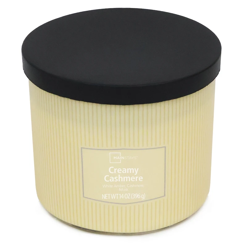 Bougie parfumée Mainstays à 3 mèches, enveloppée texturée Cachemire crémeux, 14 oz MAINSTAYS PL CACHEMIRE CRÈME