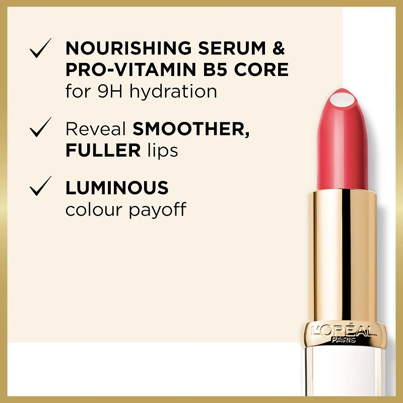 L'Oréal Paris Age Perfect Hydrating Core Lipstick, Pro-Vitamin B5, No Feathering, Luminous Pink 104
