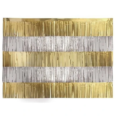 Modern Christmas Gold & Silver Foil Fringe Garland Photo Backdrop Kit 4 ft, 5 ct