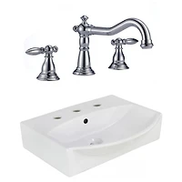 in. W Above Counter White Bathroom Vessel Sink Set For 3H8-in. Center Faucet AI
