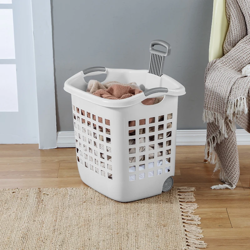 Panier sur roulettes 62L Sterilite en blanc