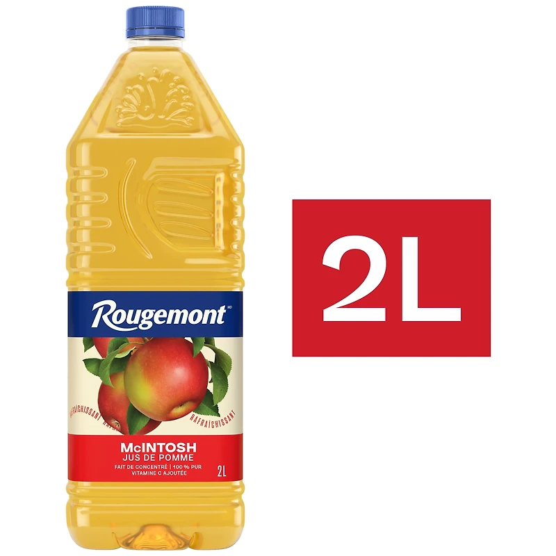 Jus de pomme 100 % pur avec calcium et vitamine D Rougemont 2L
