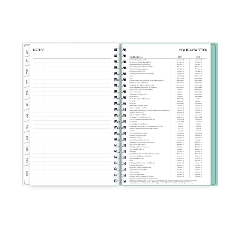 Agenda hebdomadaire/mensuel 2024, 5 po x 8 po, Blue Sky, Wellesley
