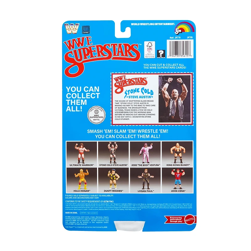 LJN WWE Superstars “Stone Cold” Steve Austin Action Figure, 1980s Retro 8-inch Collectible Toy - Walmart Exclusive